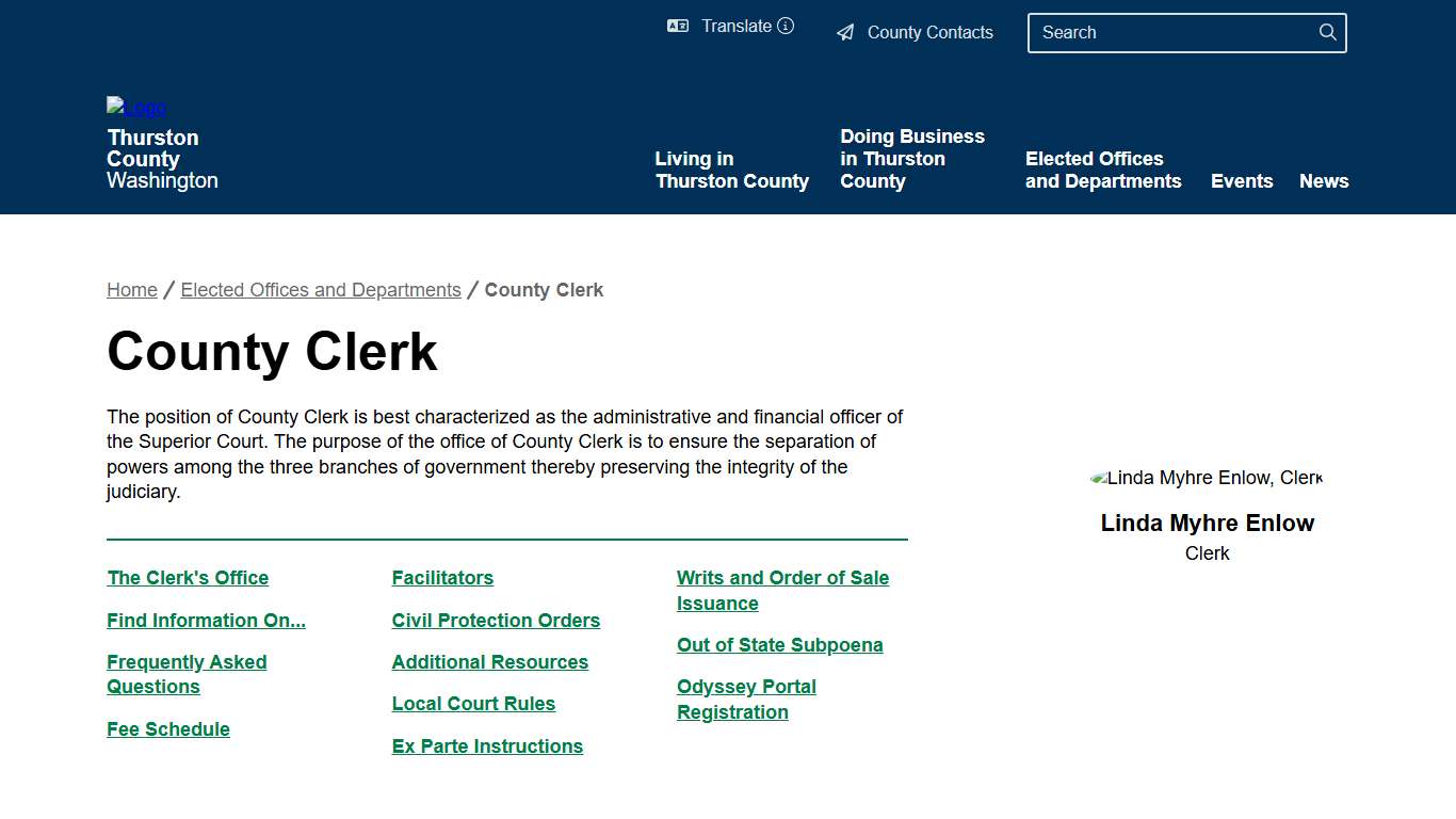 County Clerk Thurston County